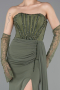 Olive Drab Long Chiffon Evening Dress ABU5791