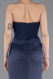 Long Navy Blue Satin Prom Gown ABU6061