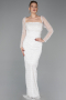 White Long Beaded Evening Dress ABU5699