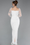White Long Beaded Evening Dress ABU5699