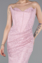 Powder Color Long Dantelle Evening Dress ABU6148