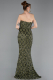 Olive Drab Long Scaly Evening Dress ABU5701