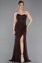 Brown Long Dantelle Evening Dress ABU5614
