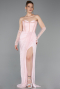 Powder Color Long Dantelle Evening Dress ABU5770