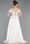 Beige Long Beaded Evening Dress ABU5934