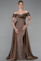 Brown Long Beaded Evening Dress ABU5934