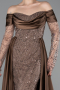 Brown Long Beaded Evening Dress ABU5934