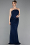 Long Navy Blue Dantelle Evening Dress ABU6089