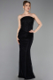 Long Black Dantelle Evening Dress ABU6089