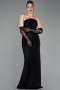 Long Black Dantelle Evening Dress ABU6089