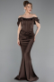 Long Brown Satin Mermaid Prom Dress ABU6090