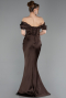 Long Brown Satin Mermaid Prom Dress ABU6090