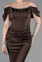 Long Brown Satin Mermaid Prom Dress ABU6090
