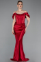 Long Red Satin Mermaid Prom Dress ABU6090