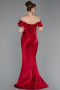 Long Red Satin Mermaid Prom Dress ABU6090