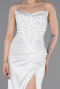 Long White Satin Prom Gown ABU6091