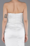 Long White Satin Prom Gown ABU6091
