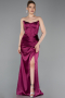 Long Plum Satin Prom Gown ABU6091
