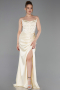 Long Yellow Satin Prom Gown ABU6091