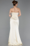 Long Yellow Satin Prom Gown ABU6091