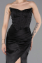 Long Black Satin Prom Gown ABU6091