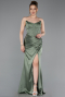 Long Turquoise Satin Prom Gown ABU6091