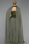 Olive Drab Long Chiffon Plus Size Evening Gown ABU5940