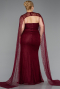 Long Burgundy Dantelle Plus Size Evening Gown ABU6070