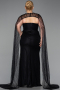 Long Black Dantelle Plus Size Evening Gown ABU6070