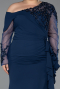 Long Navy Blue Chiffon Formal Plus Size Dress ABU5895