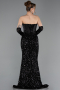 Long Black Scaly Evening Dress ABU6041