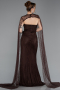 Brown Long Dantelle Evening Dress ABU5614
