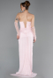 Powder Color Long Dantelle Evening Dress ABU5770