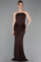 Long Brown Dantelle Evening Dress ABU6089
