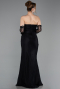 Long Black Dantelle Evening Dress ABU6089