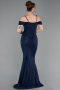 Long Navy Blue Dantelle Evening Dress ABU6085
