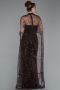 Brown Strapless Shawl Stoned Long Evening Gown ABU4517