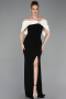 Black-Cream Long Evening Dress ABU3775