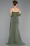 Olive Drab Long Chiffon Evening Dress ABU5791