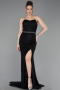 Long Black Dantelle Evening Dress ABU6060