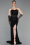 Long Black Dantelle Evening Dress ABU6060