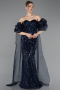 Long Navy Blue Scaly Evening Dress ABU6099