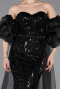 Long Black Scaly Evening Dress ABU6099
