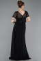 Long Black Dantelle Evening Dress ABU6100