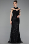 Long Black Beaded Evening Dress ABU6073