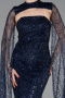 Long Navy Blue Beaded Evening Dress ABU6104