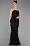 Long Black Beaded Evening Dress ABU6104