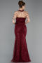 Long Burgundy Beaded Evening Dress ABU6073