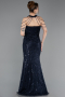 Long Navy Blue Beaded Evening Dress ABU6073