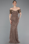 Light Brown Long Beaded Evening Dress ABU5400